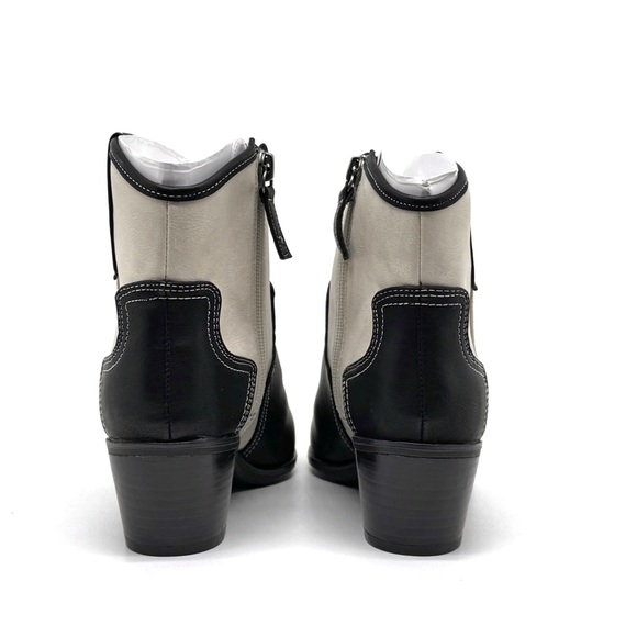 Dr. Scholl's Lasso Western Ankle Bootie Black and Off White Faux Leather Size 7 - Picture 7 of 11